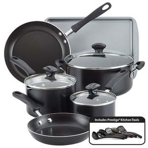 15pc Cookstart DiamondMax Nonstick Cookware Set Black