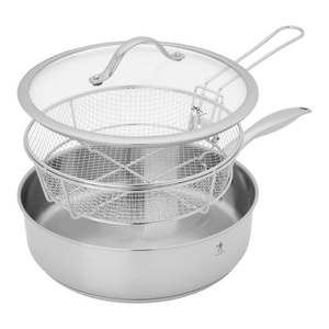 Aragon 5.75qt Stainless Steel Saute Pan w/ Lid & Fryer Basket