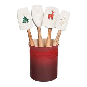 Noel Collection 5pc Utensil Set w/ Crock Red