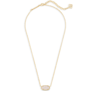 Kendra Scott Elisa Gold Pendant Necklace in Iridescent Drusy