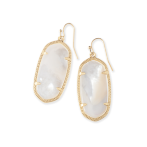 Kendra Scott Elle Gold Drop Earrings in Ivory Mother of Pearl