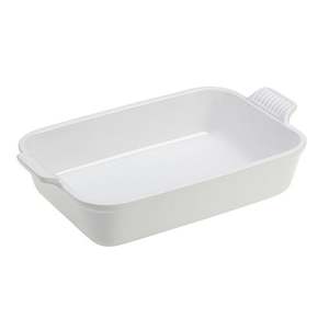 4qt Heritage Stoneware Rectangular Dish White