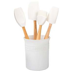 5pc Craft Series Silicone Utensil Set w/ Crock White