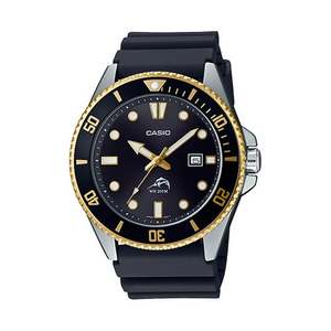 Mens Diver Inspired Black & Gold Resin Watch Black Dial