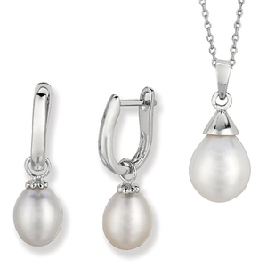 Pearl Teardrop Earring & Necklace Set