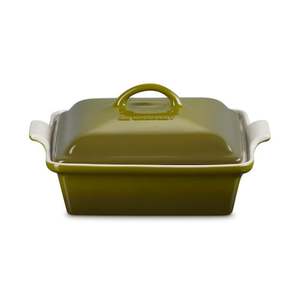 2qt Heritage Stoneware Shallow Covered Square Casserole, Olive