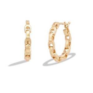 Small Chain Hoop Earrings Gold