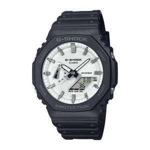 Men's 2100 G-Shock Octagon Slim Ana-Digi Black Resin Watch, White Dial