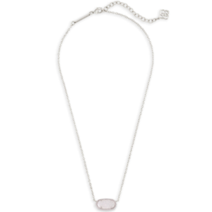 Kendra Scott Elisa Silver Pendant Necklace in Iridescent Drusy