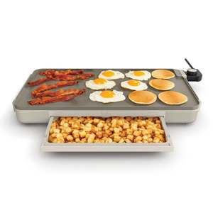 XL Ceramic Griddle w/ Warming Tray, Oatmilk