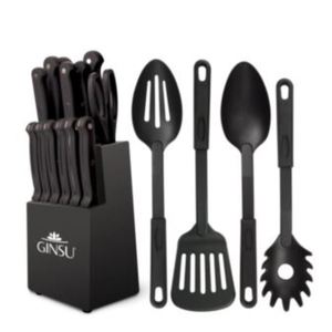 Kiso 18-Piece Knife Block Set in Black/Black