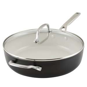 5qt Hard Anodized Ceramic Saute Pan w/ Lid Black