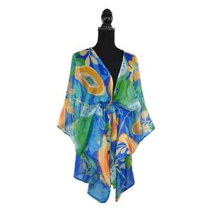 Papaya Tropical Fruit Drawstring Kimono