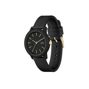 Ladies 12.12 Black Silicone Strap Watch Black Dial