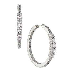 Love All Medium CZ Hoops Earrings Silver