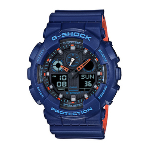 Mens G-Shock Ana-Digi Blue & Orange Watch Black Dial