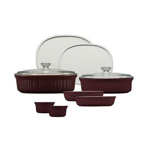 French White 10pc Bakeware Set Cabernet