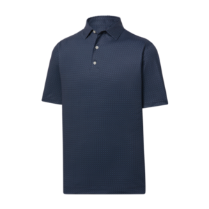 FootJoy Dot Geo Lisle Polo X-Large Navy/Light Blue/White Size: X-Large